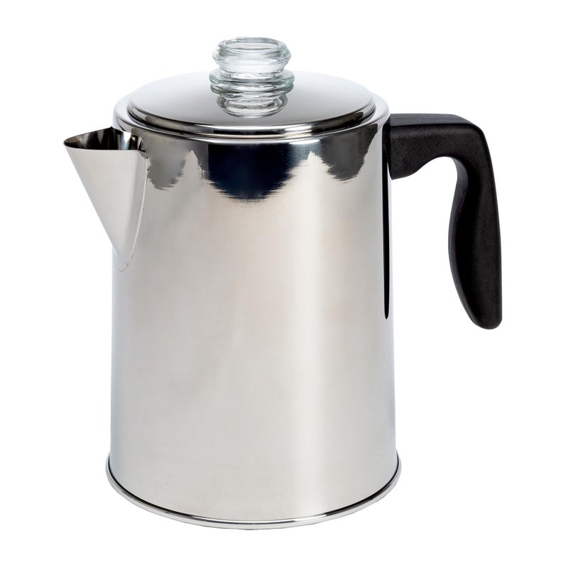 Primula Stovetop Coffee Percolator Premium Stainless Steel Coffee Maker with Reusable Filter Basket NonDrip Spout Glass Knob Brew Indicator and Heat Resistant Handle Dishwasher Safe 8 Cup