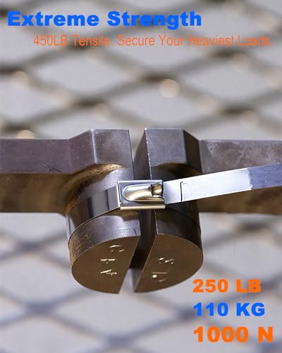 ZOOSUNX Metal Zip Ties of 100 Pcs, 11.8 inch 304 Stainless Steel Cable Ties, Heavy Duty Metal Zip Ties for Exhaust Wrap, Heat Resistant Fencing Ties. for Pipe, Auto repair. (300mm / 11.8 inches) - Image 5