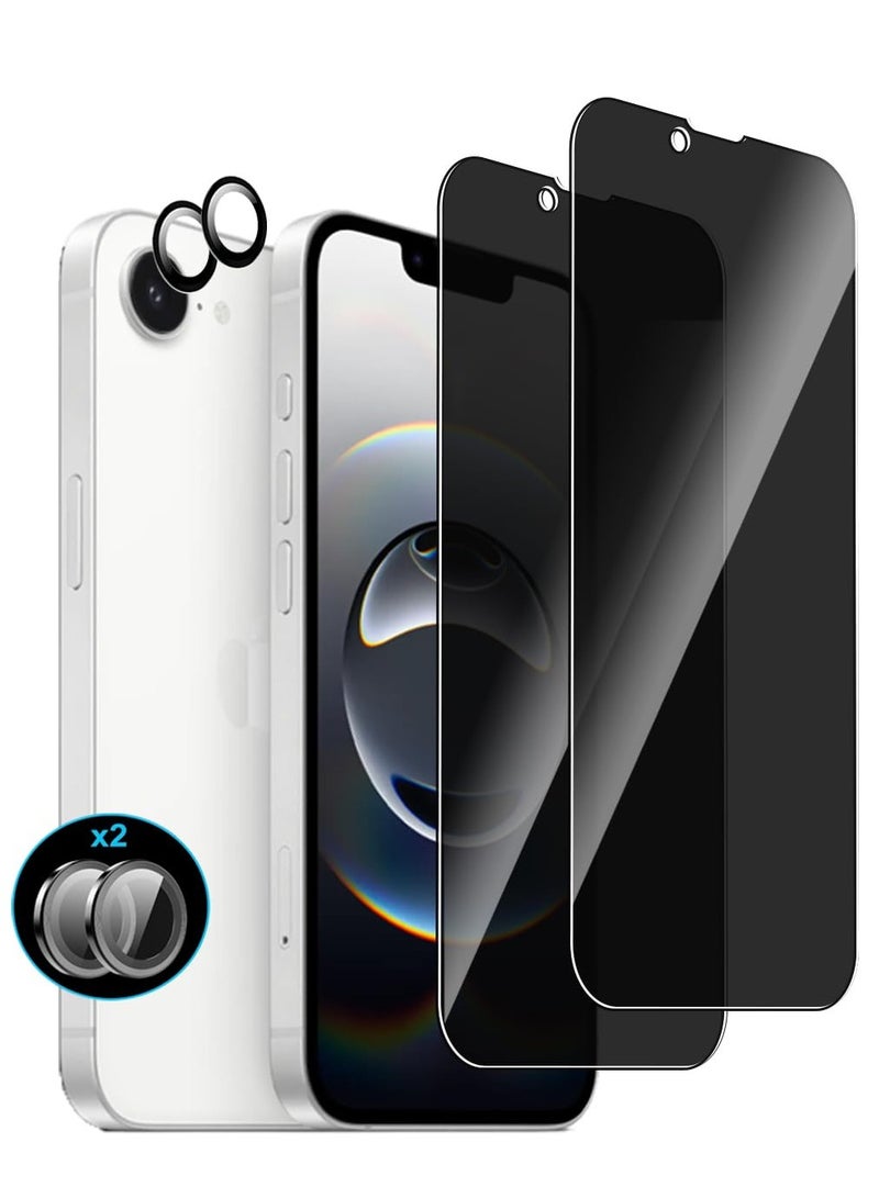 general Privacy Screen Protector for iPhone 16e 2025, 【2 Pack】 Anti-Spy Tempered Glass + 【2 Pack】 Camera Lens Protector, Anti-Scratch, Easy to Install, 9H Hardness - Image 1