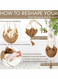 واي آند دي Macrame Plant Hangers Jute Crochet Indoor Boho Hanger Large Hanging Wall Plants with for Outdoor Home Decorations Fence Planters Flower Pots 2 Packs  - Image 4