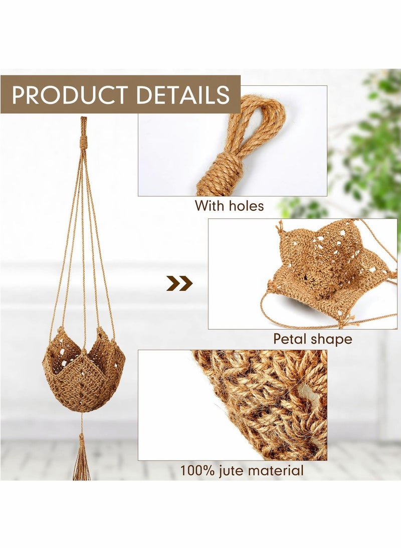 واي آند دي Macrame Plant Hangers Jute Crochet Indoor Boho Hanger Large Hanging Wall Plants with for Outdoor Home Decorations Fence Planters Flower Pots 2 Packs - Image 3