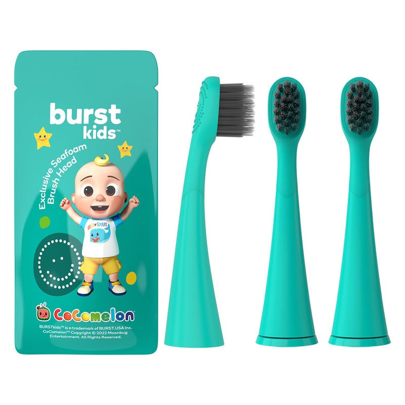 BURST Genuine Replacement Heads for Kids Electric Toothbrush (Seafoam Teal/3 Pack) | Perfect Fit | Ultra Soft Bristles | 9 Months of Supply - Image 1