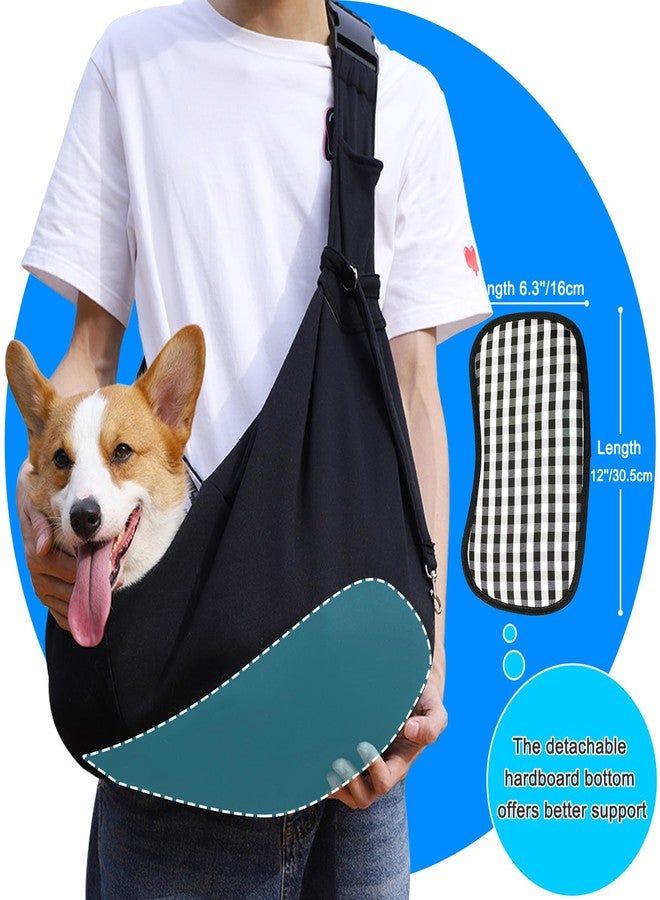 Kanemc Small Dog Sling Carrier Include Bottom Support, Puppies Cat Wrap Carrier Sling Adjustable Strap Zip Pocket, Hands Free Pets Pack for Outdoor Travel Vet (Black) - Image 3