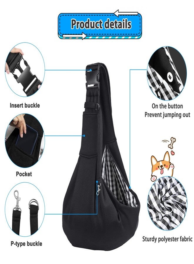 Kanemc Small Dog Sling Carrier Include Bottom Support, Puppies Cat Wrap Carrier Sling Adjustable Strap Zip Pocket, Hands Free Pets Pack for Outdoor Travel Vet (Black) - Image 4