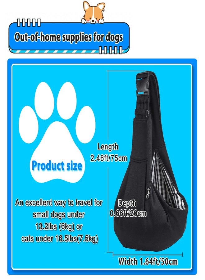 Kanemc Small Dog Sling Carrier Include Bottom Support, Puppies Cat Wrap Carrier Sling Adjustable Strap Zip Pocket, Hands Free Pets Pack for Outdoor Travel Vet (Black) - Image 2