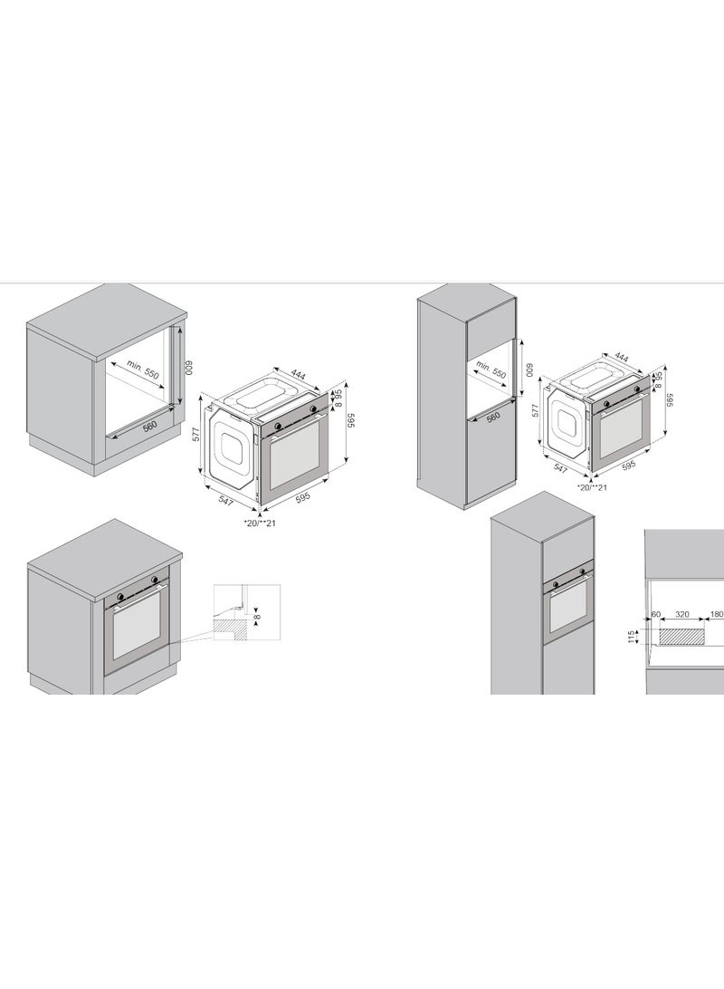Starway 72 Lt Built In Oven, 60x60cm, 7 Option with Grill, Up & Down Heating, Cooling Fan, Timer and inside Light, High Quality Material Model No SWCP5FM - Image 2