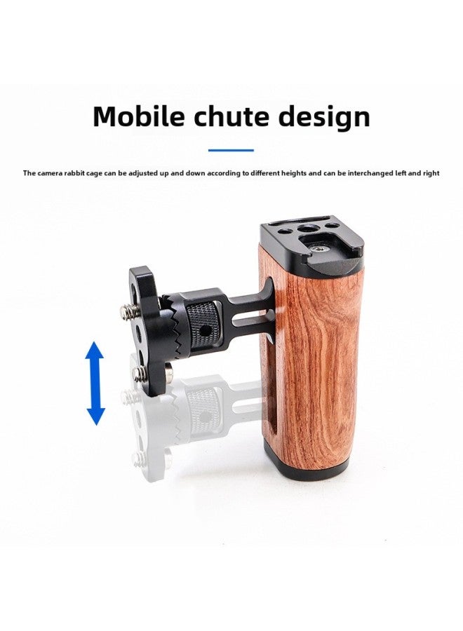 SLR Camera Side Handle 360 Degrees Rotation Adjustment Wooden Cold Boots Expansion Rabbit Cage Side Grip Hand Accessories-Color:LP-096A Wooden Grip - Image 5