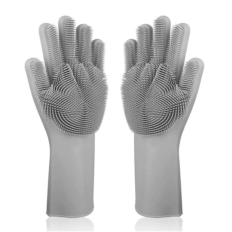 SEASPIRIT Magic Silicone Scrubbing Gloves, Scrub Cleaning Gloves with Scrubber for Dishwashing and Pet Grooming - Image 1