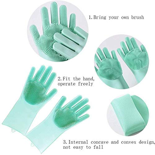 SEASPIRIT Magic Silicone Scrubbing Gloves, Scrub Cleaning Gloves with Scrubber for Dishwashing and Pet Grooming - Image 3