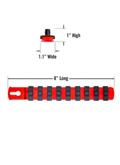 Bukela 8-Inch Socket Organizer with 9 3/8-Inch Twist Lock Clips, Red  - Image 2