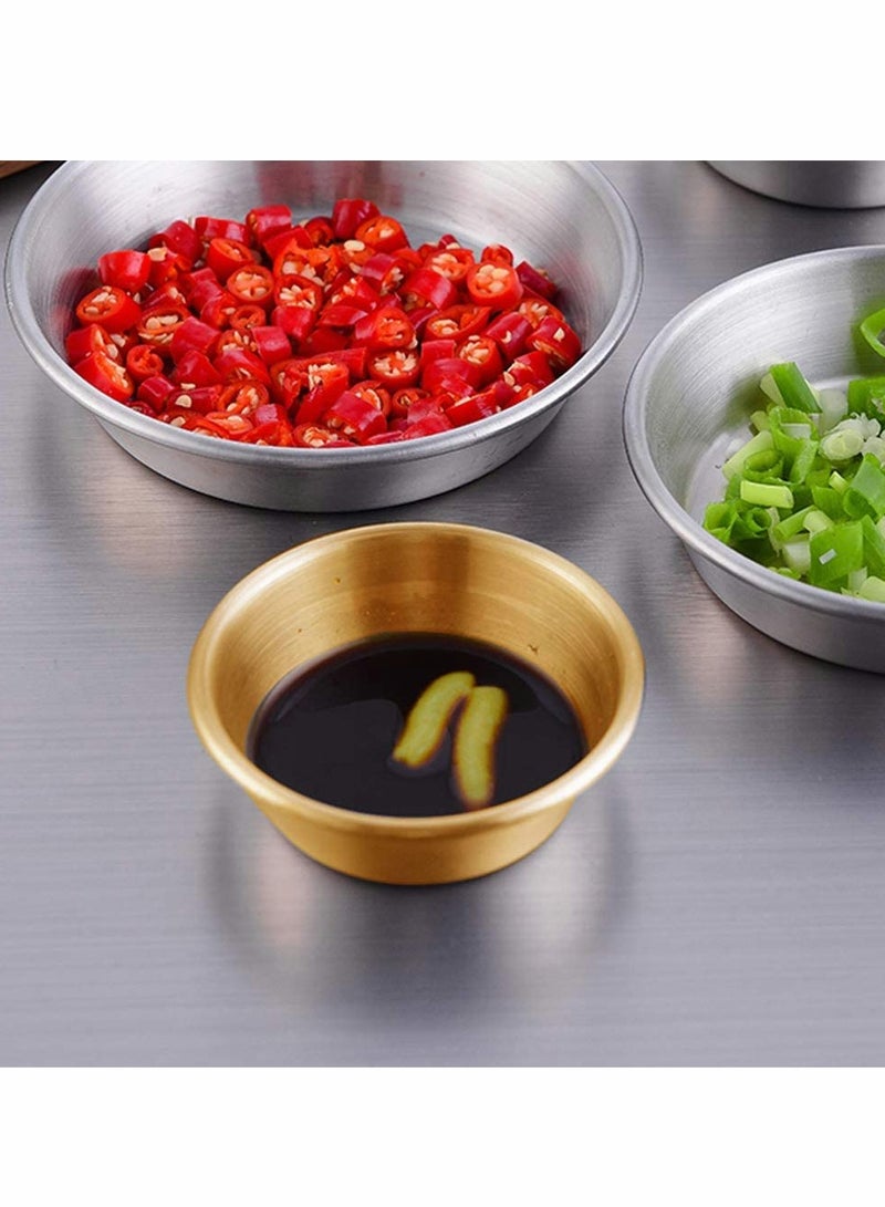 KASTWAVE Stainless Steel Sauce Dish, Seasoning Dishes, Premium Sushi Dipping Bowl Saucers, Metal Ramekins, Mini Appetizer Plates, Individual Condiment Sauce Cups (2.3OZ, 6Pcs Gold) - Image 3