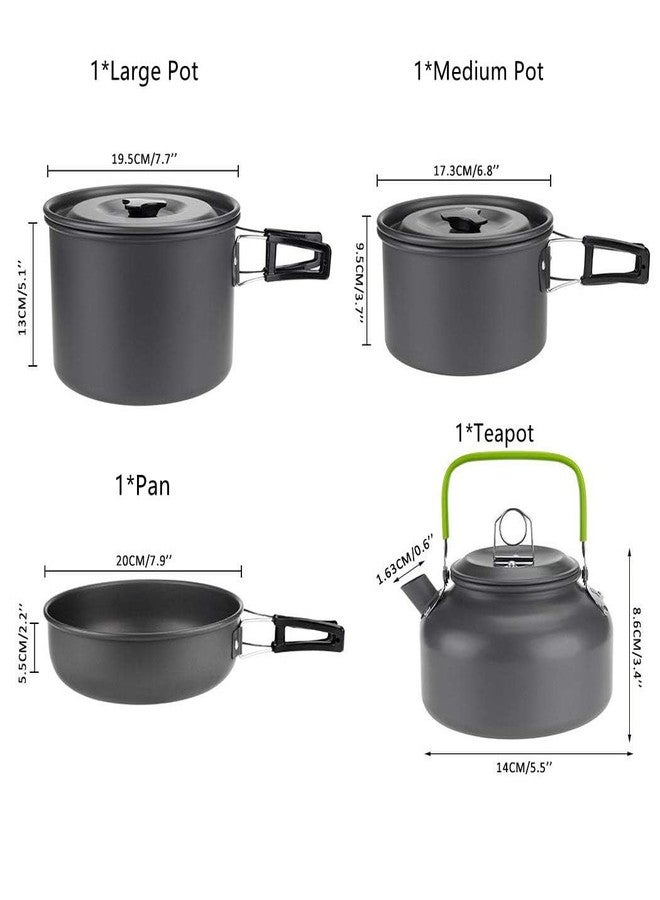DPCR Camping Cooking Mess Kit with Spoon Set, Lightweight Hiking Cookware Set with Mesh Bag, Nonstick Aluminum Cooking Kit, Pot Pan Kettle Backpacking Mess Kit with Bowls (3-4 Person) - Image 2