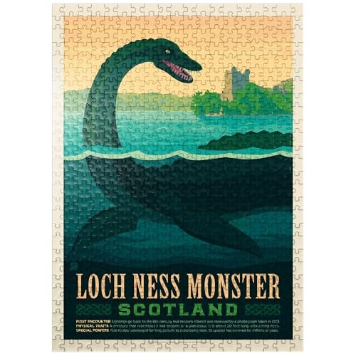 MyPuzzle.com MyPuzzle Mythical Creatures Loch Ness Monster Vintage Poster Premium 500 Piece Jigsaw Puzzle for Adults - Image 1