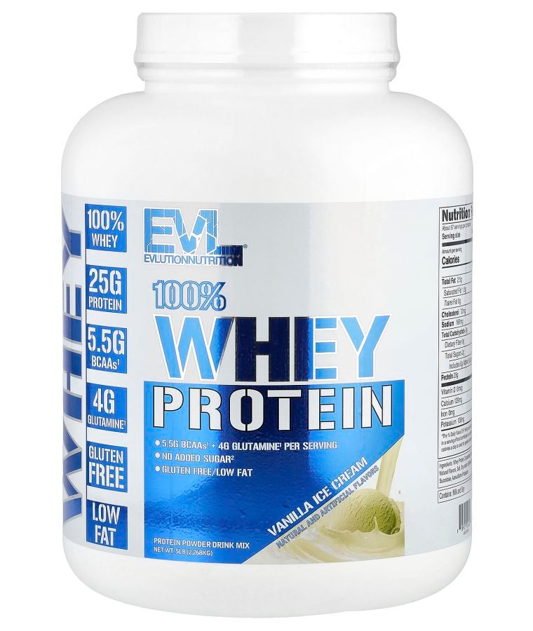 EVLUTION NUTRITION 100% Whey Protein Vanilla Ice Cream 5 lb (2268 kg)