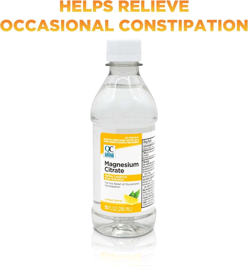 Quality Choice Magnesium Citrate Oral Solution 10oz  Lemon Flavored Saline Laxative Supplement for Occasional Constipation Relief Mag Citrate is a Gentle and Effective Laxative for Regularity - Image 2