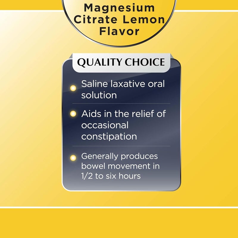 Quality Choice Magnesium Citrate Oral Solution 10oz  Lemon Flavored Saline Laxative Supplement for Occasional Constipation Relief Mag Citrate is a Gentle and Effective Laxative for Regularity - Image 4