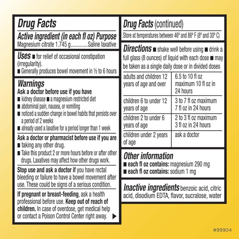Quality Choice Magnesium Citrate Oral Solution 10oz  Lemon Flavored Saline Laxative Supplement for Occasional Constipation Relief Mag Citrate is a Gentle and Effective Laxative for Regularity - Image 3
