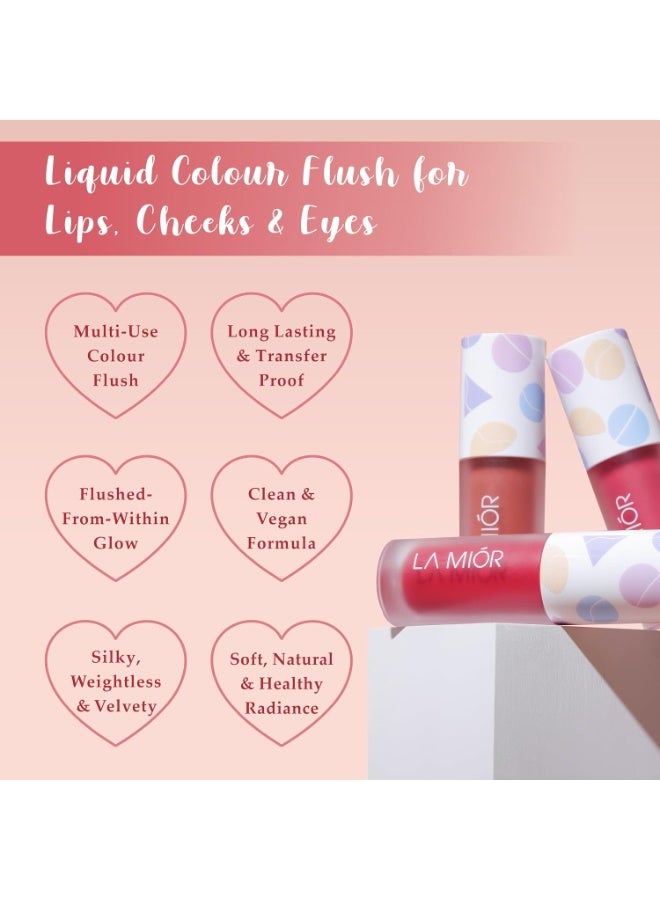 LAMIOR Care Liquid Blush 5ML | Radiant & Satin Finish | 3 in 1 Colour for Cheeks, Lips & Eyes Tint | Long Lasting Natural Glow | Pigmented & Buildable, Enriched with Almond Oil, Jojoba & squalane - Image 3