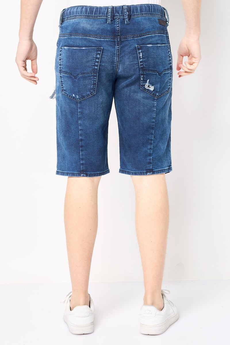 DIESEL Men Drawstring Ripped Denim Shorts, Blue - Image 4