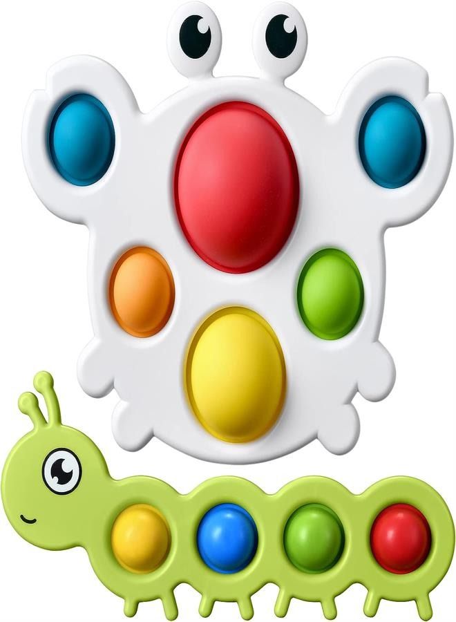 Baby Simple Sensory Toy, Simple Fidget Toys Silicone Caterpillar and Crab Board, Best Stress Relief Hand Toys for Early Educational Baby Kids Gifts(Caterpillar and Crab)  - Image 1
