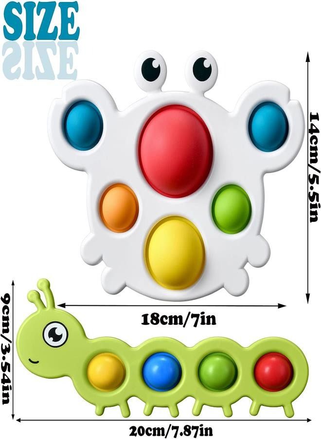 Baby Simple Sensory Toy, Simple Fidget Toys Silicone Caterpillar and Crab Board, Best Stress Relief Hand Toys for Early Educational Baby Kids Gifts(Caterpillar and Crab)  - Image 2