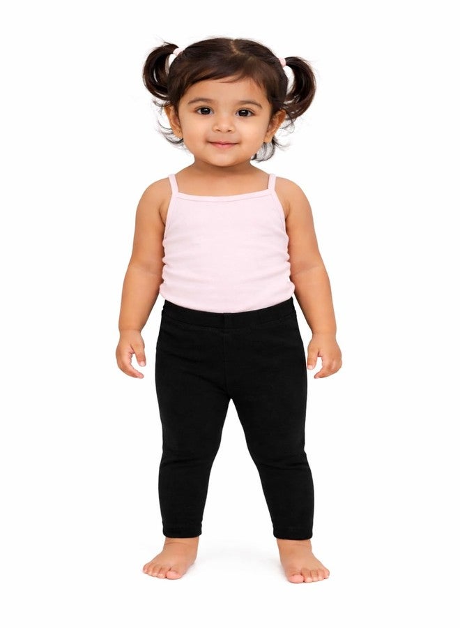 BODYCARE Girls Cotton Blend Full Length Leggings | 18-24 Months | Soft Stretchable Pants with Elastic Waistband | Comfortable Casual Bottoms for Kids | Black - Image 1