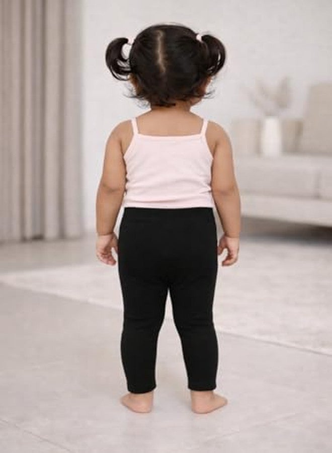 BODYCARE Girls Cotton Blend Full Length Leggings | 18-24 Months | Soft Stretchable Pants with Elastic Waistband | Comfortable Casual Bottoms for Kids | Black - Image 5