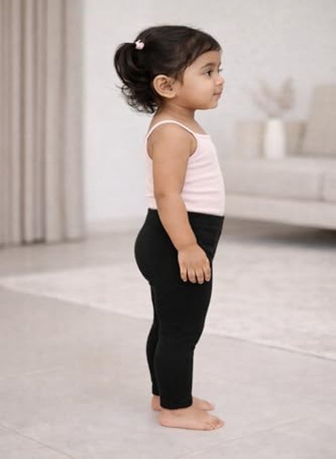 BODYCARE Girls Cotton Blend Full Length Leggings | 18-24 Months | Soft Stretchable Pants with Elastic Waistband | Comfortable Casual Bottoms for Kids | Black - Image 4