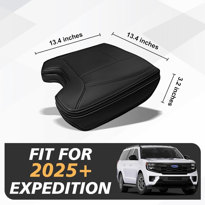 Muslogy غطاء مسند ذراع الكونسول الوسطي من موسولوجي متوافق مع فورد إكسبيديشن 2025-2026، وسادة راحة مسند الذراع، وسادة مسند الذراع، واقي جلد نباتي بسماكة إضافية 1 بوصة - Image 2