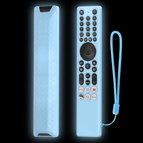 RAYA Silicone Remote Cover Compatible with TCL TV Remote 2025 Model TCL V6C /TCL T6C /TCL P7K /TCL Q6CS /TCL T89C Series QLED TV Remote Case with Lanyard [Remote NOT Included] (Blue) - Image 1