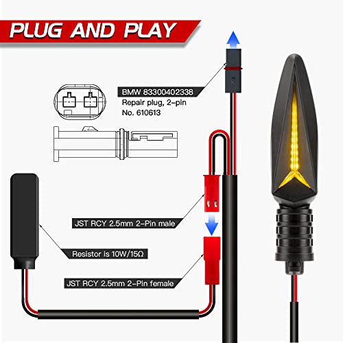 HAZAWA LED Turn Signal Light with Decoder Front Indicator Sequential Blinkers Compatible with BMW R1200GS ADV 2014-2017 Adventure K 1300R R800GS F800 F650GS F700GS（Style#B） (Style#A) - Image 4