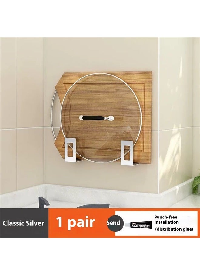 yongsheng Pair Of Stainless Steel Storage Racks Silver 7.2*4.5*4.5cm, Silver Kitchen Pot Lid Holder Stainless Steel Pan Lid Organizer Holder Wall Mounted Pot Cover Bracket  - Image 4