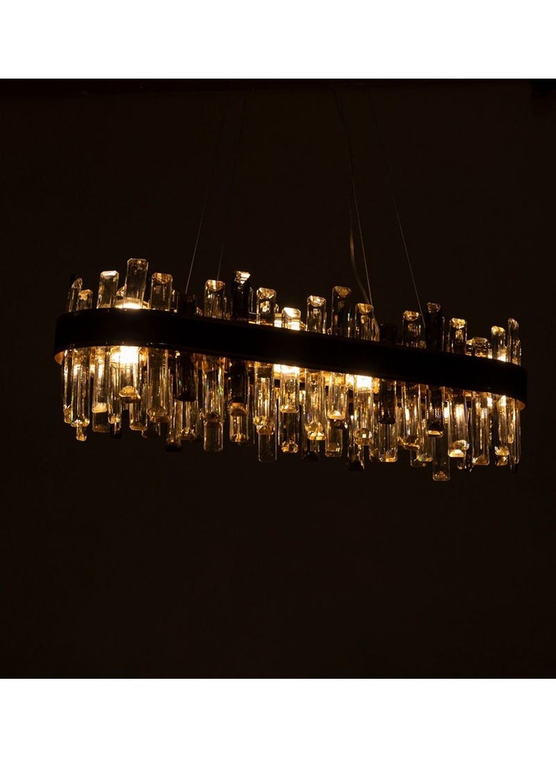 Ucandle Modern Oval Crystal Chandeliers, Oval Gold Leather Frame, Large Chandelier for Dining Table, Majlis, Halls, Spacious Bedrooms