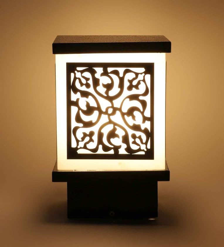 kinis Black and Milky Lezar Classic Lamp/Gate Light/Outdoor Lamp/Outdoor Light/Pillar Light at Entrance Outdoor Home, Office, Restaurant etc. (Pack of 1, Without Bulb) - Image 2