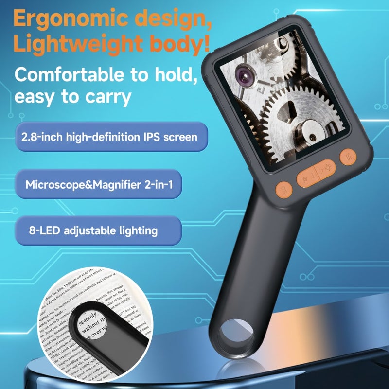 Digital Microscope for Kids Adults 2.8 Inch IPS Screen 500X Magnification 4 Level LED Light Compatible with Windows Mac OS - Image 3