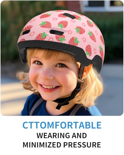 Bimalsic Toddler Bike Helmet 6M25 Years Old with 12 Vents Dual Liner 016028 Adjustable Dial Fit 4549cm XSStrawberry - Image 3