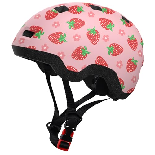 Bimalsic Toddler Bike Helmet 6M25 Years Old with 12 Vents Dual Liner 016028 Adjustable Dial Fit 4549cm XSStrawberry - Image 1