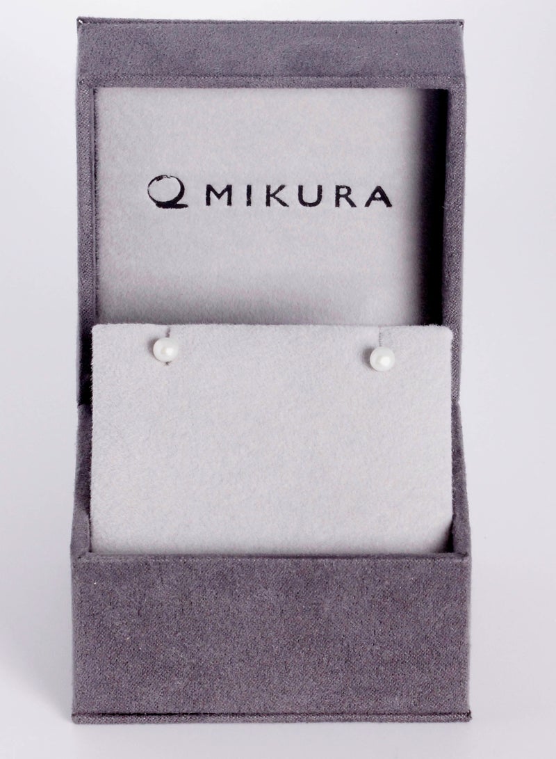 MIKURA Earrings, Freshwater Pearls, B Quality, White Color, 5.0-4.5MM, Silver Findings  - Image 3