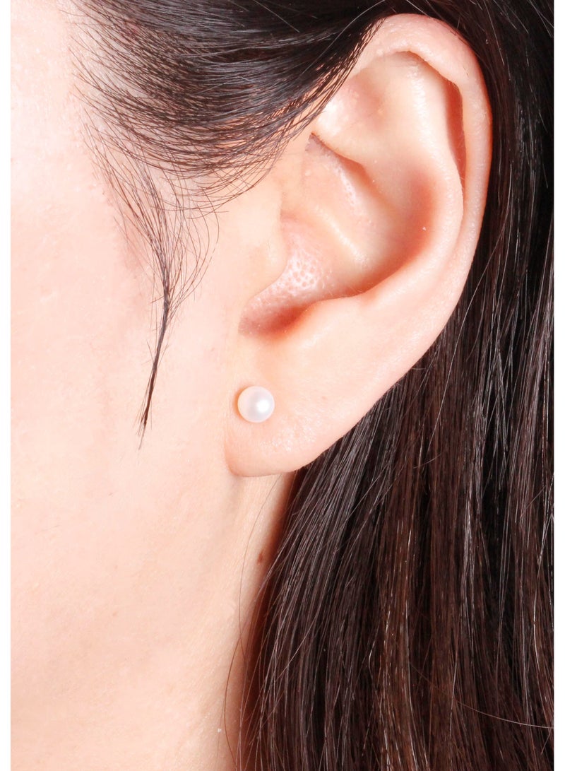 MIKURA Earrings, Freshwater Pearls, B Quality, White Color, 5.0-4.5MM, Silver Findings  - Image 4