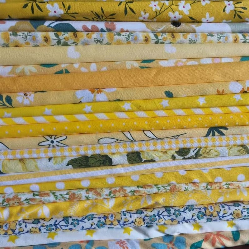 Antetek 20Pcs 9.8" x 9.8"(25 * 25CM) Cotton Fabric DIY Making Supplies Quilting Patchwork Fabric Fat Quarter Bundles DIY for Quilting Cotton Patchwork Cushions (20pcs Yellow, 9.8" x 9.8") - Image 1