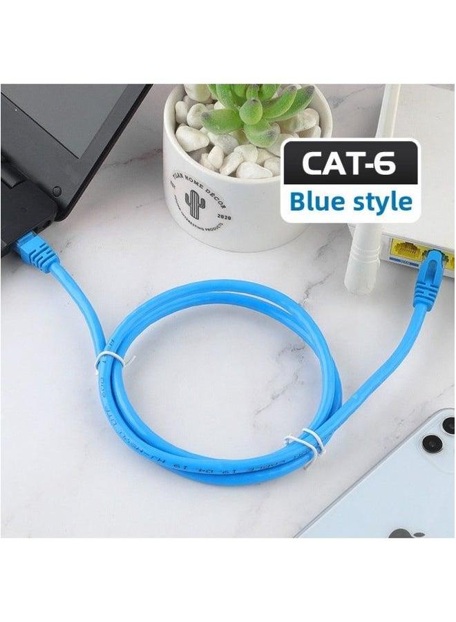 Super Six Network Cable Cat6 Gigabit Finished Computer Jumper Router Connection Twisted Pair Wholesale-Color:Blue-Line Length:1 M  - Image 1