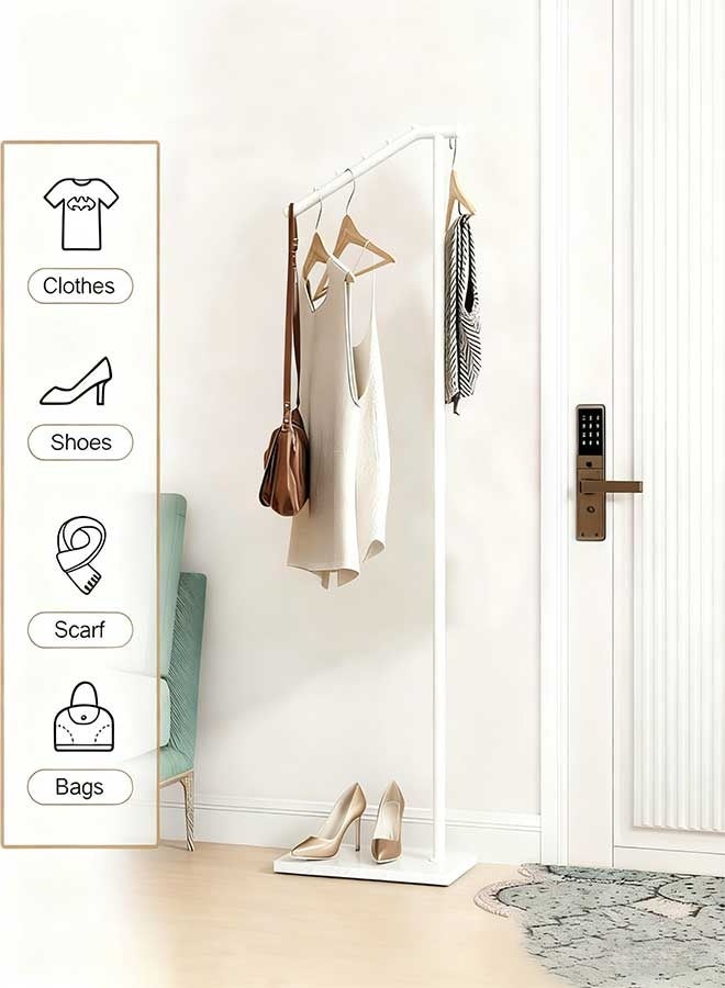 رَوَائِد حامل معاطف معدني أبيض بتصميم عصري، قائم للمعاطف على شكل 7 خطافات، شماعة معاطف بقاعدة من الرخام للمداخل وغرف النوم وغرف المعيشة والمكاتب - Image 3