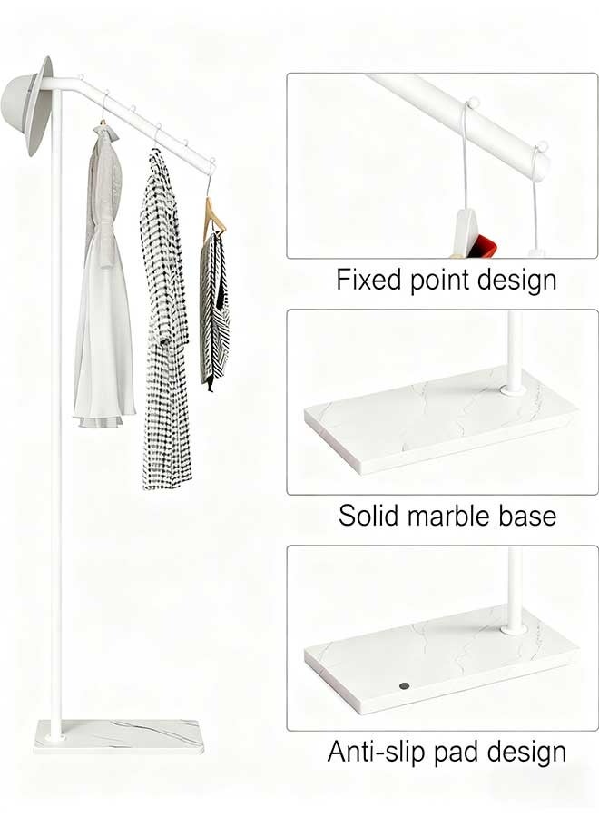 رَوَائِد حامل معاطف معدني أبيض بتصميم عصري، قائم للمعاطف على شكل 7 خطافات، شماعة معاطف بقاعدة من الرخام للمداخل وغرف النوم وغرف المعيشة والمكاتب - Image 5
