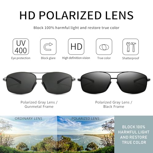 SUNGAIT Ultra Lightweight Rectangular Polarized Sunglasses UV400 Protection SGT458QH-HH-5 - Image 2