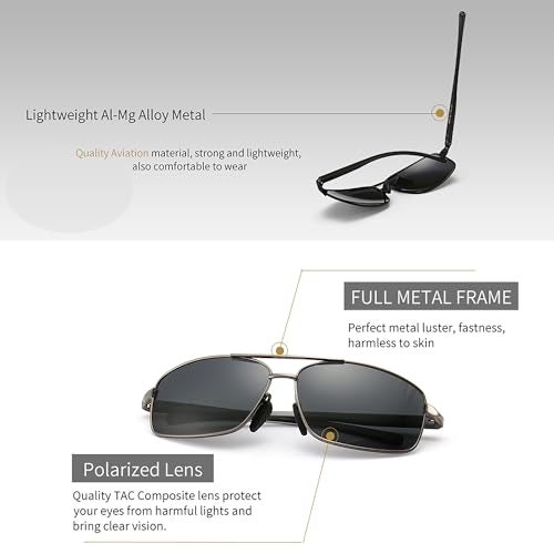 SUNGAIT Ultra Lightweight Rectangular Polarized Sunglasses UV400 Protection SGT458QH-HH-5 - Image 4