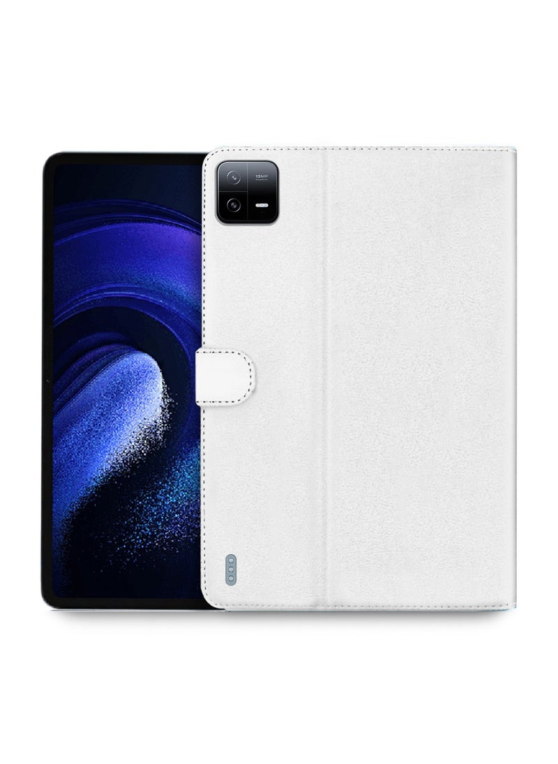OMAKER PU Leather Magnetic Closure Flip Case Cover For Xiaomi Pad 6 / Pad 6 Pro 11 Inch 2023 White  - Image 1