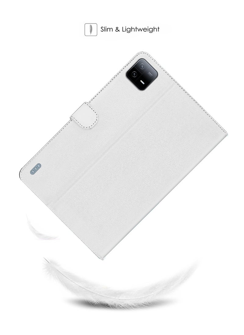 OMAKER PU Leather Magnetic Closure Flip Case Cover For Xiaomi Pad 6 / Pad 6 Pro 11 Inch 2023 White  - Image 2