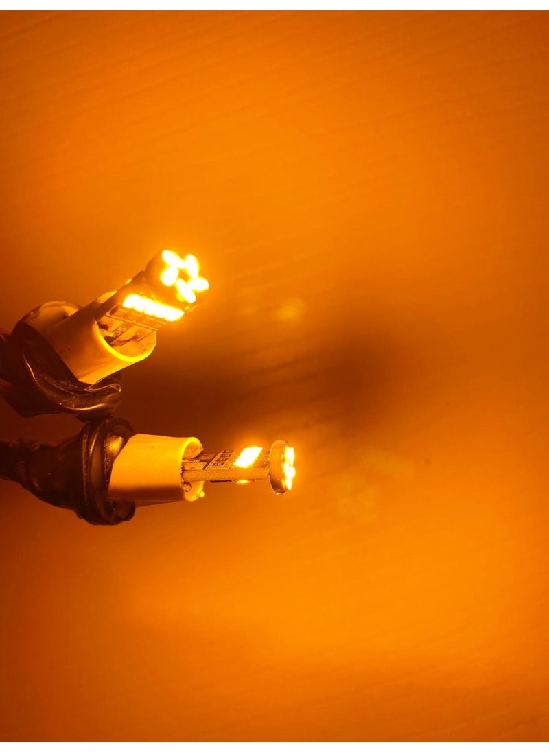 EKT مصباح برتقالي 15 LED T10 لموقف السيارات، لوحة الترخيص، سقف، إضاءة داخلية مصباح LED بدون قاع 15 LED  - Image 3