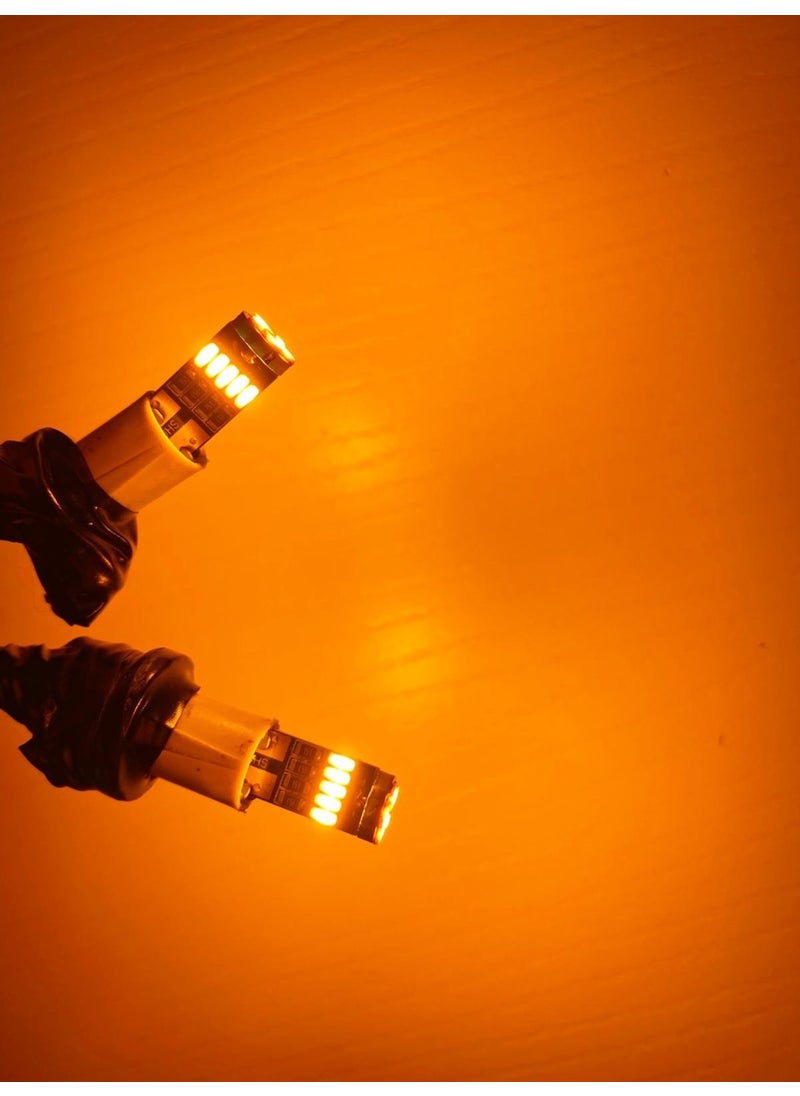EKT مصباح برتقالي 15 LED T10 لموقف السيارات، لوحة الترخيص، سقف، إضاءة داخلية مصباح LED بدون قاع 15 LED  - Image 5