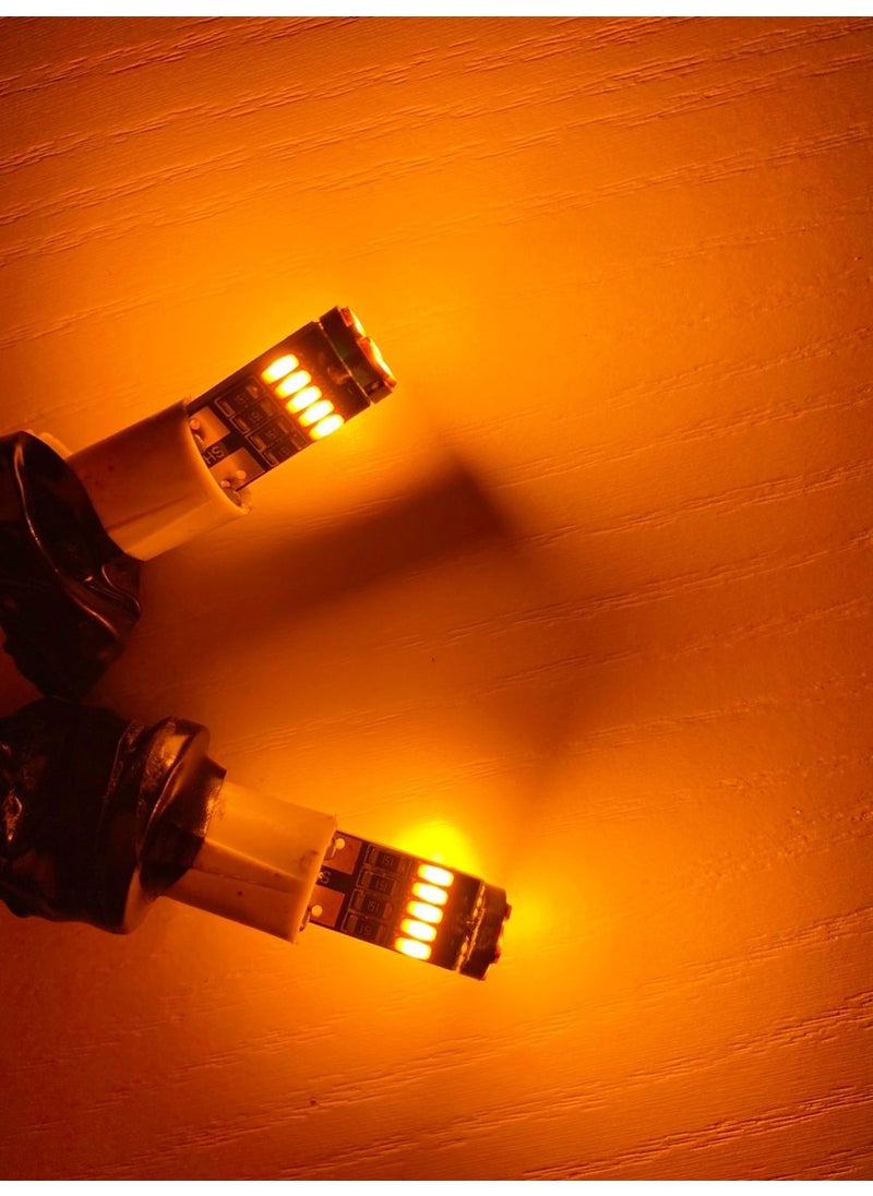 EKT مصباح برتقالي 15 LED T10 لموقف السيارات، لوحة الترخيص، سقف، إضاءة داخلية مصباح LED بدون قاع 15 LED  - Image 4